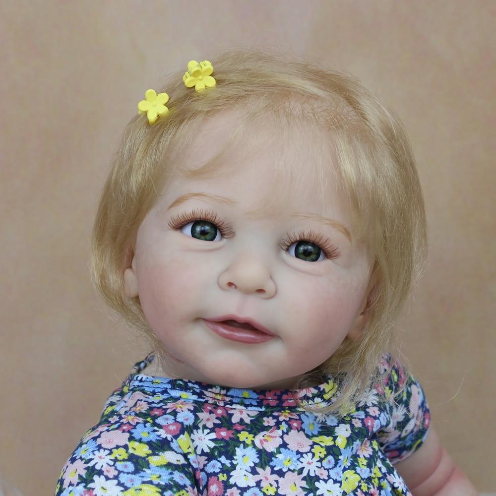 BZDOLL 55 см, мягкая силиконовая кукла реборн с 3D-краской, с кровеносными сосудами, 22 дюйма, блондинка Лиза, одевается как настоящая игрушка для девочек Bebe