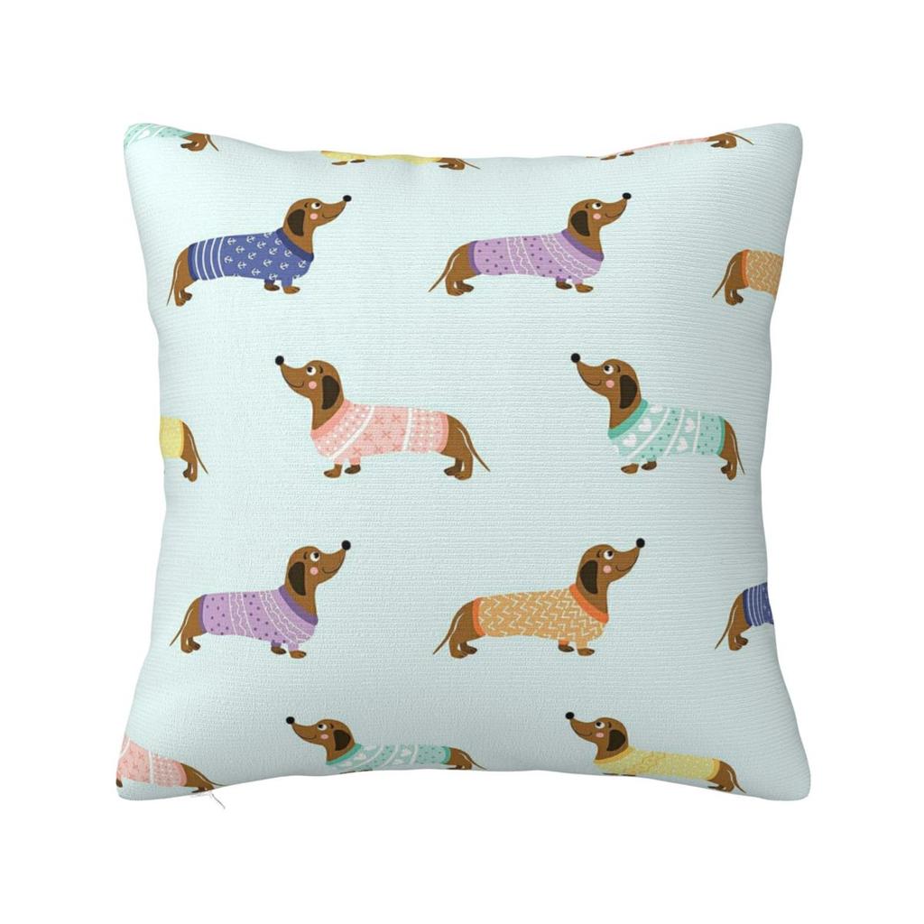 Dachshund Dog Art Throw Pillow Cover Polyester Throw Pillow Wiener Sausage Doxie 4545cm Pillowcase
