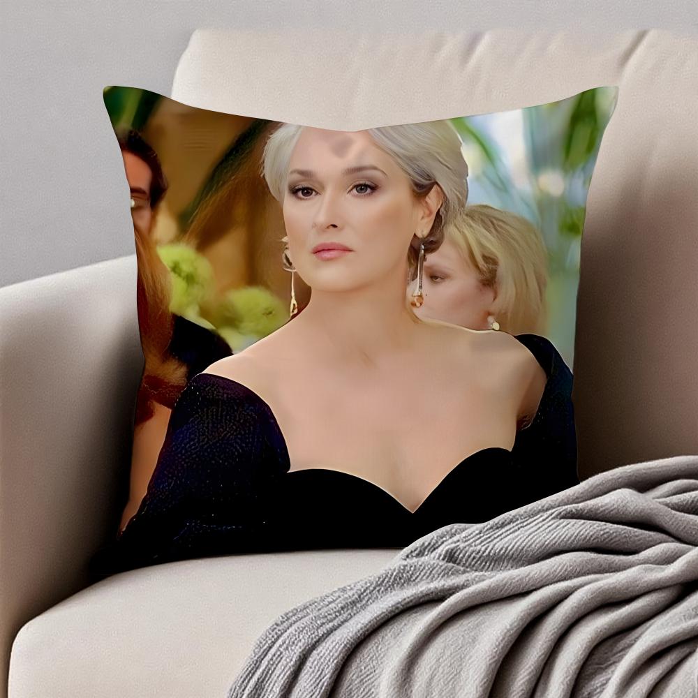 MMeryl Streep Cushion Cover Pillowcase Antidustmite Invisible Zipper Short Plush Sofa Cushion