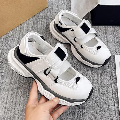 Спортивные сандалии женские летние новые на толстой подошве модные туфли Daddy Breathable All-Matching Hollow Velcro Hollow
