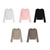 Women Long Sleeve T-shirt Crew Neck Tee Breathable Skin-friendly Basic Tee Autumn Winter Inner Wear Top