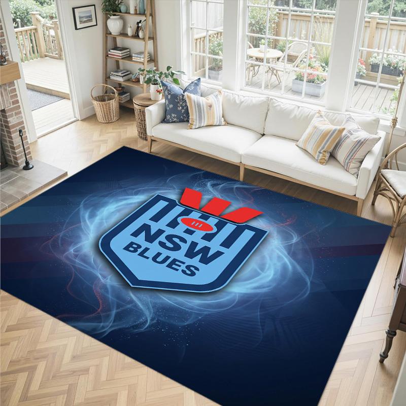 NSW Blues Design Crystal Velvet Carpet Cozy Non?Slip Printed Rug For Bedroom Living Room Entrance