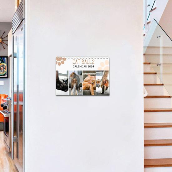 Забавный календарь с кошачьей задницей, изысканный узор, полностраничный календарь с месяцами, плотная прочная бумага, настенный календарь с кошачьей жопой, планировщик
