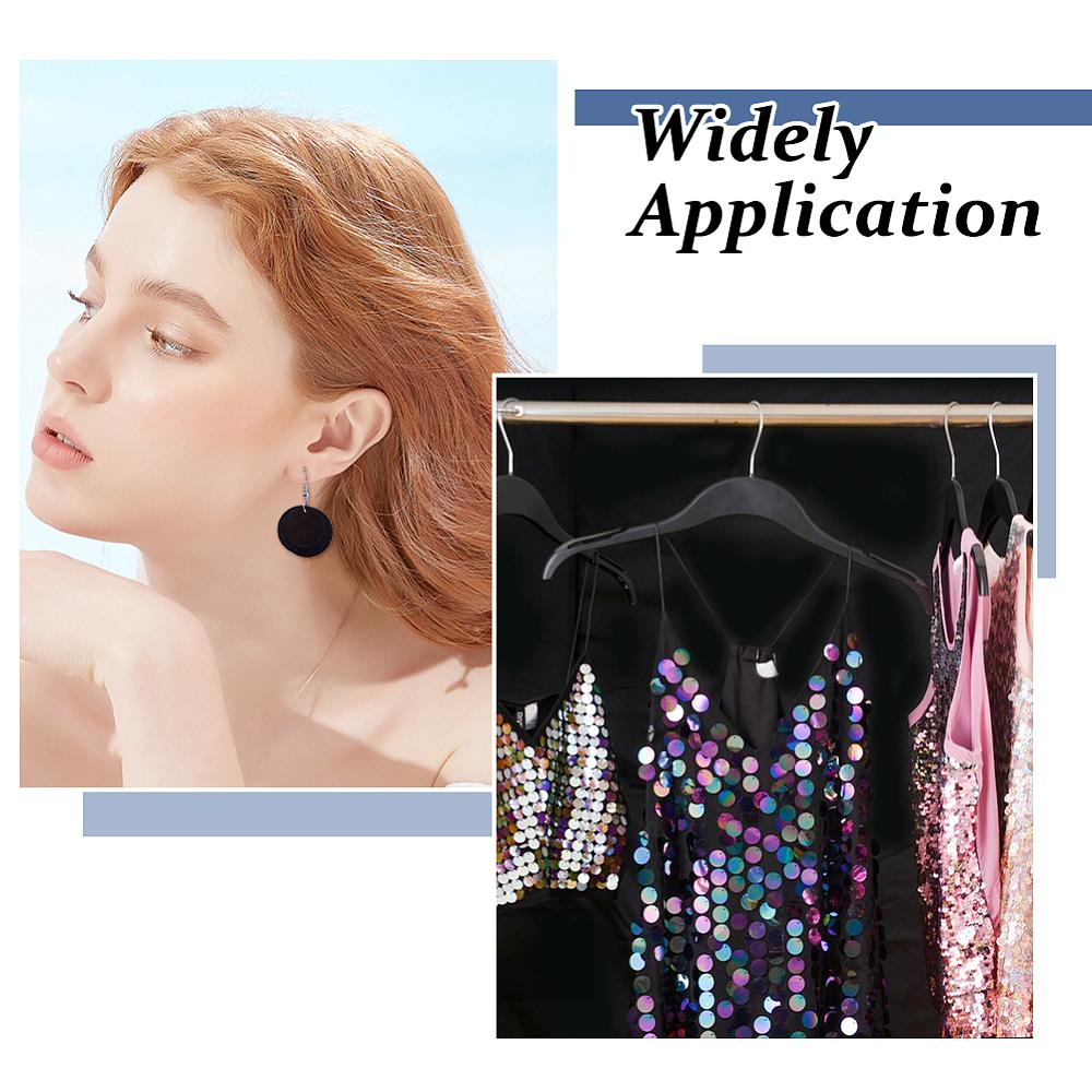 1set 1800pcs 6 Sgtyles PVC Plastic Paillette/Sequins Pendants Ornament Accessories Flat Round Black 8~25x0.2~0.3mm Hole: 1.2~1.4mm about 300pcs/style
