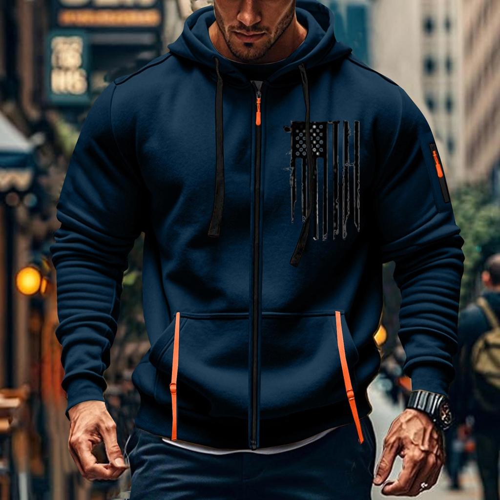 Мужская спортивная повседневная толстовка с капюшоном, кардиган с капюшоном на молнии, многокарманное пальто с капюшоном