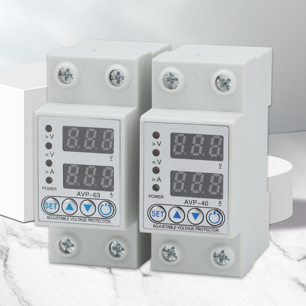 220V 40/63A Adjustable Over Under Voltage Protective Device Over Current Protection Limit Relay Protector Ammeter Voltmeter