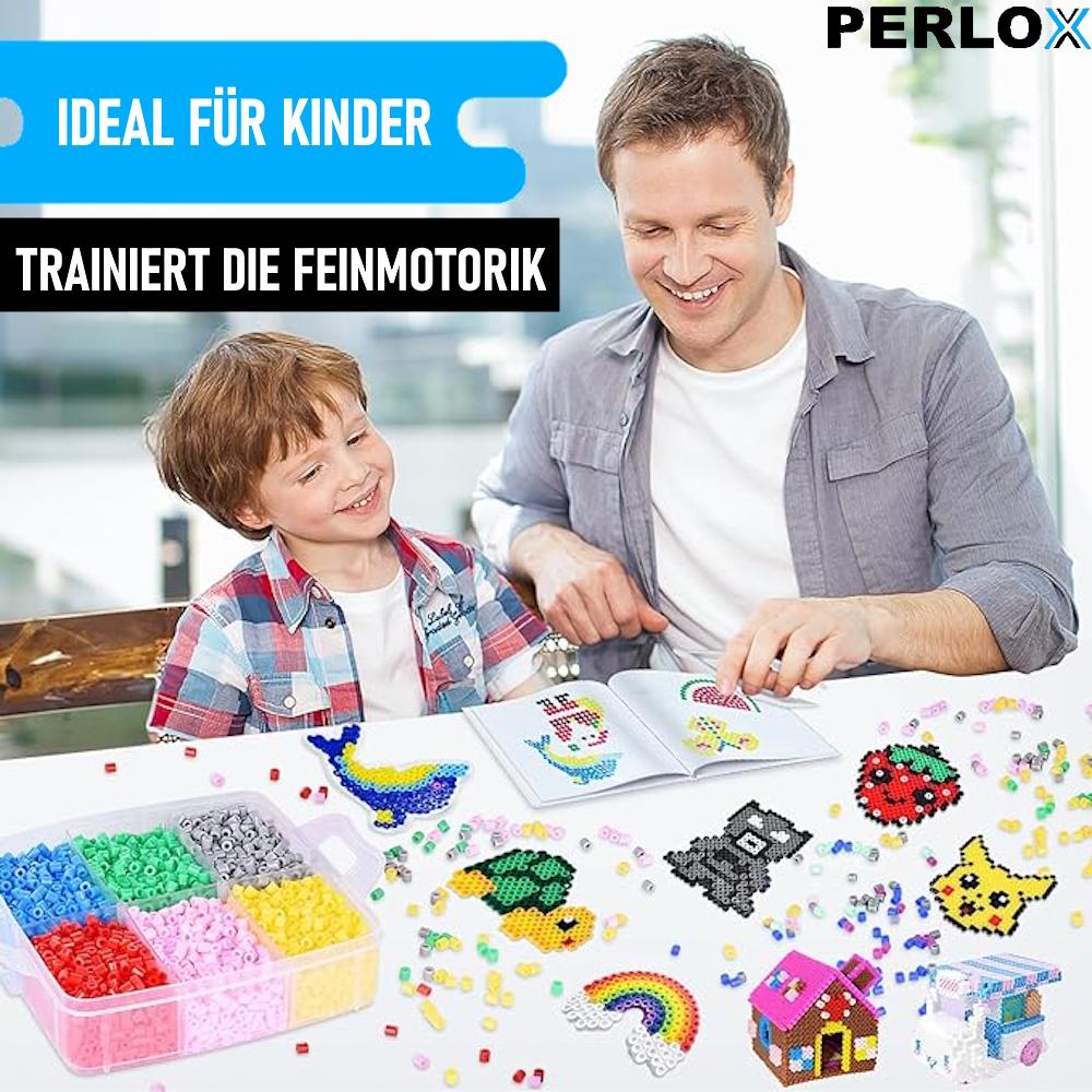PERLOX Термоприклеиваемые бусины XXL Набор шаблонов 10 цветов Бусины для перфорированных досок