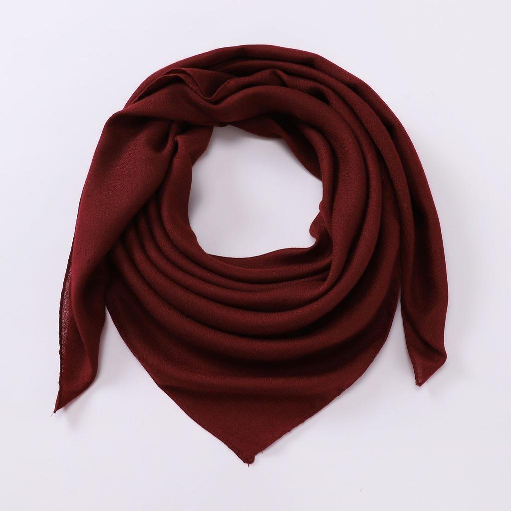 Solid Color Imitation Cotton and Linen Scarf for Women, 90CM Pleated Square Scarf, Headscarf Scarf