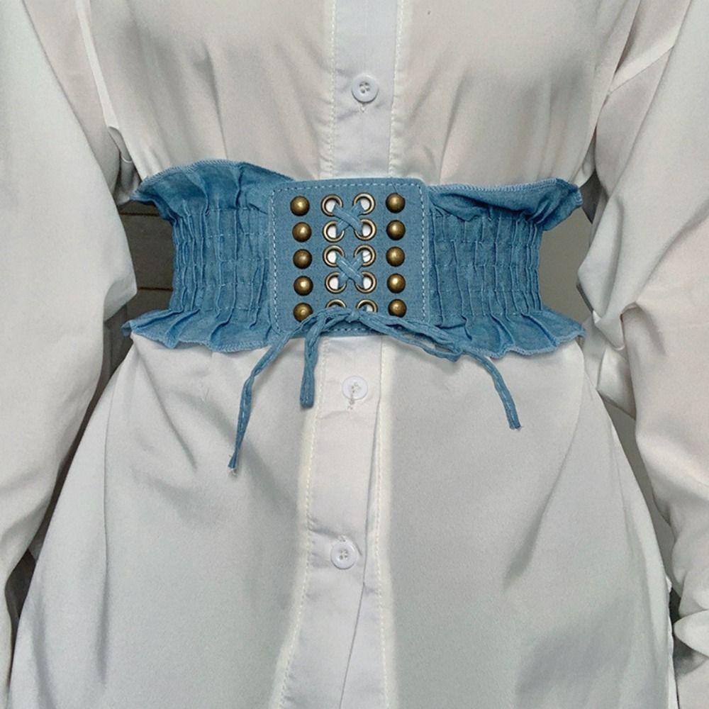Cloth Female Waistband High Waist Wide Waist Belt Personality Denim Stretchy Cummerbunds  Female