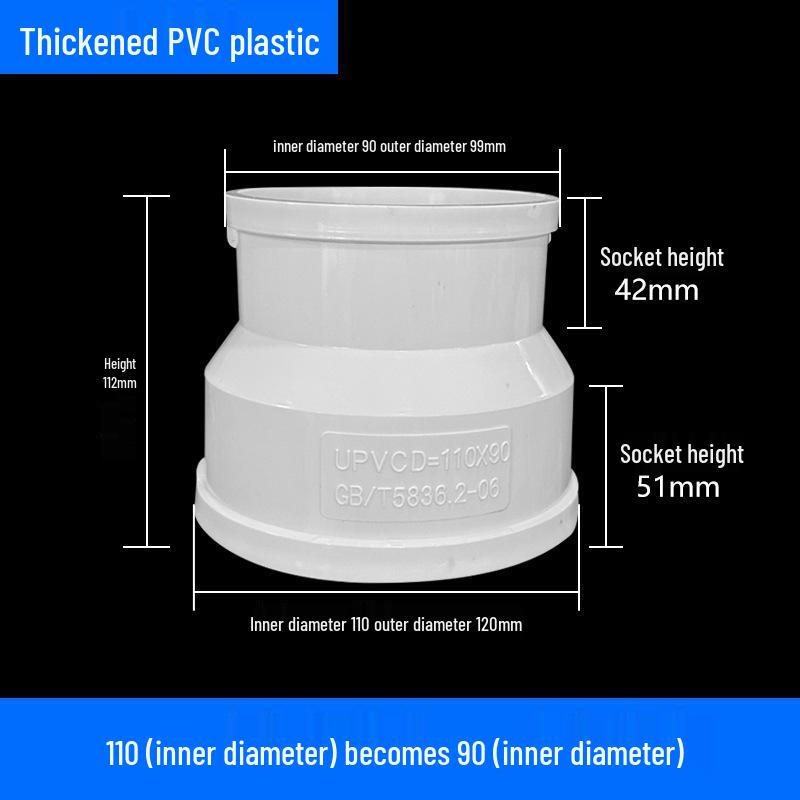 Air System Duct Fan Adapter: Large to Small Soft PVC Connection, 100 to 75