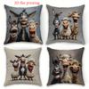 2D Flat Printing Funny Farm Animals 2D Flat Printing Cushion Covers Polyester Pillowcase Sofa Decorative Cushion Cover