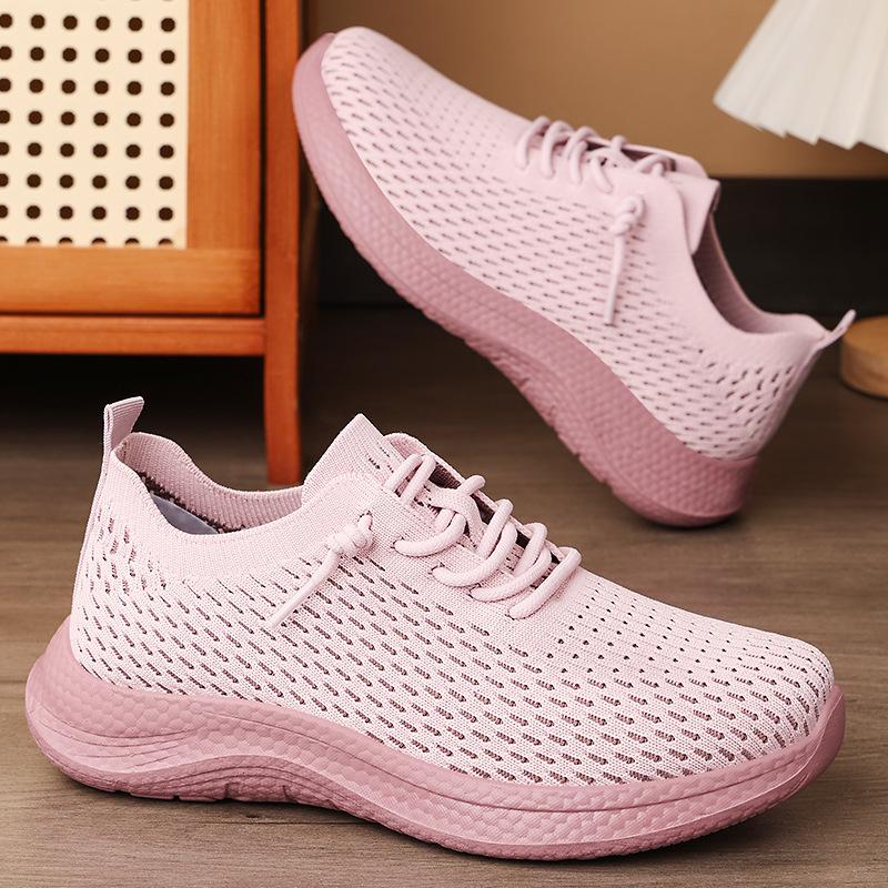 Women's shoes Casual shoes Flying woven breathable single shoes Soft sole Lightweight shoes Women's lace-up shoes