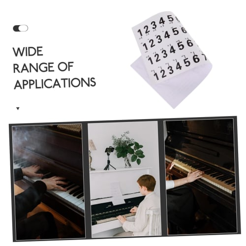 Hoement Removable Piano Keyboard Note Label Set, 88-Key Piano Key Stickers, Learning Piano Stickers with Notes and Numbers