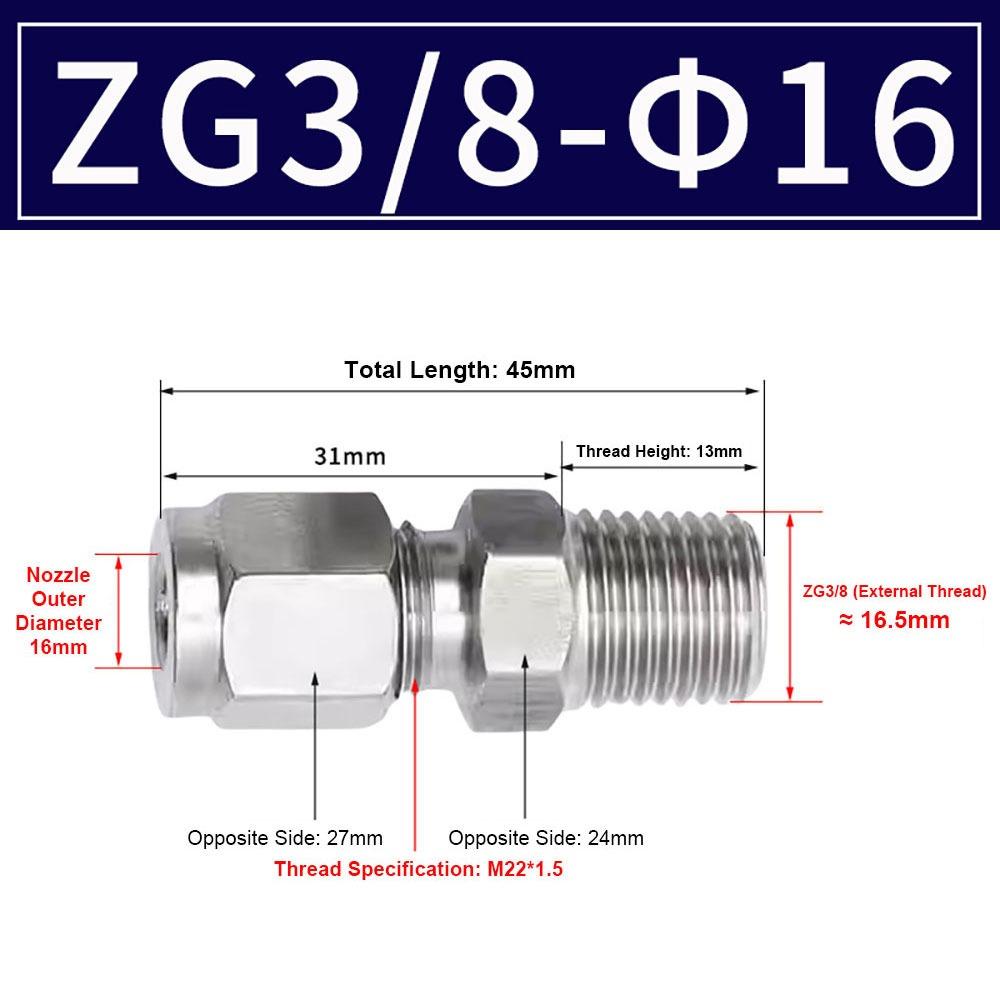 1 шт. Трубный соединитель из нержавеющей стали 304 Метрический фитинг ZG для масла, воды, газа