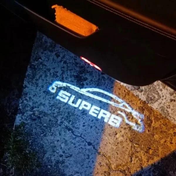 LQLT3 2PCS Car Door Welcome Lamp LED Project Ghost Logo Light For Skoda Superb 2012 2013 2014 - 2023 2024 Car Accessories