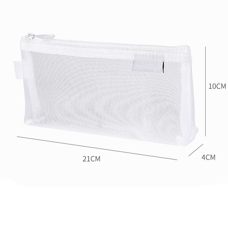 Large Capacity Simple Color Pencil Case Student Exam Series Hand Account Net Yarn Transparent Stationery Storage Supplies Bag