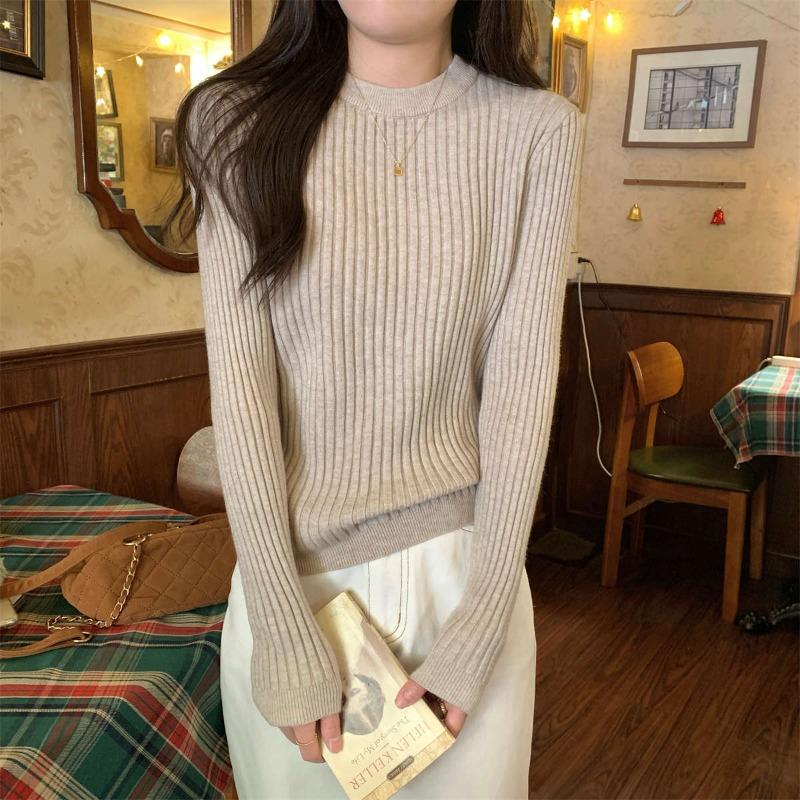Женский вязаный свитер с открытыми плечами, мягкий и восковой на ощупь, осенне-зимний стиль, приталенный, тонкий, внутренний топ с длинными рукавами