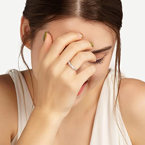 [Takeda Jewelry] Сияющее кольцо-полуобручальное с муассанитом | Выберите из 7 или 6 камней. Сверкающее S925 с тройным платиновым покрытием. Гипоаллерге