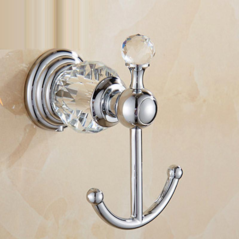 Хром/золото Кристалл и нержавеющая сталь Крючок для халата Настенный держатель для полотенец с одним винтом Аксессуары для ванной комнаты Крючок для одежды Вешалка