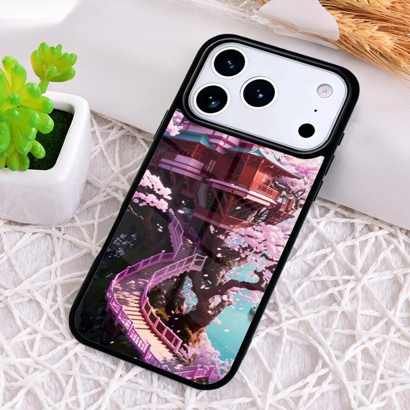 Чехол для телефона «Домик на дереве с вишневым цветом» для iPhone 17 Air 16 15 11 12 14 13 Pro Max Ударопрочный чехол