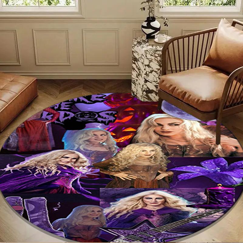 Halloween witches Round Rug for Livingroom,Bedroom, Palyroom, Chair Rug, Area rug, Circle Carpet, Large Size Fan Christmas gift