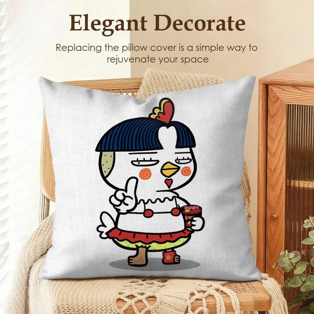 Kwaii Anime BBuldak RameSn Cushion Cover Natural Linen Organic Fabric DoubleSided Printing Sofa Home Decor Gift Pillow Case