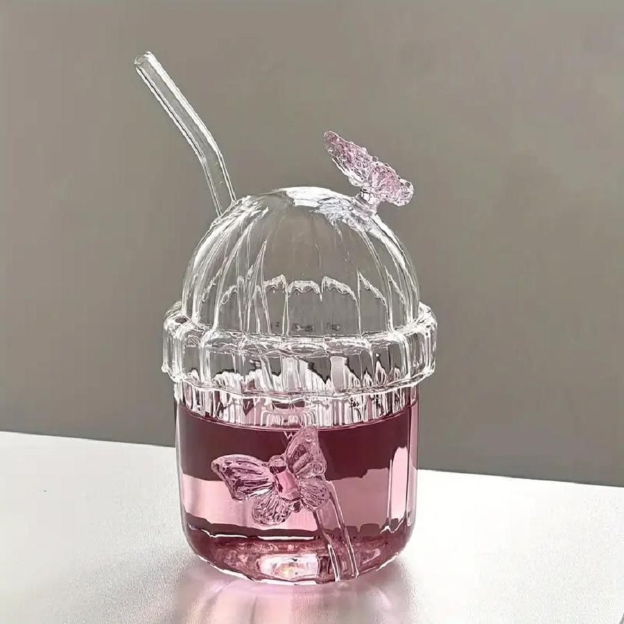 1 шт. 400 мл набор стаканов для питья с дизайном бабочки для холодного кофе, сока, чая и молока, идеальный подарок на день рождения и праздники