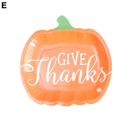 10Pcs Halloween Pumpkin Paper Plates Festive Tableware Halloween Thanksgiving Oil Resistant Dinner Plates for Harvest Parties