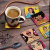 Inkdotpot Set of 6 Drink Coasters Easy Clean 4 inch Square  Coasters  Cork Base-  Reusable- Funny Bachelor