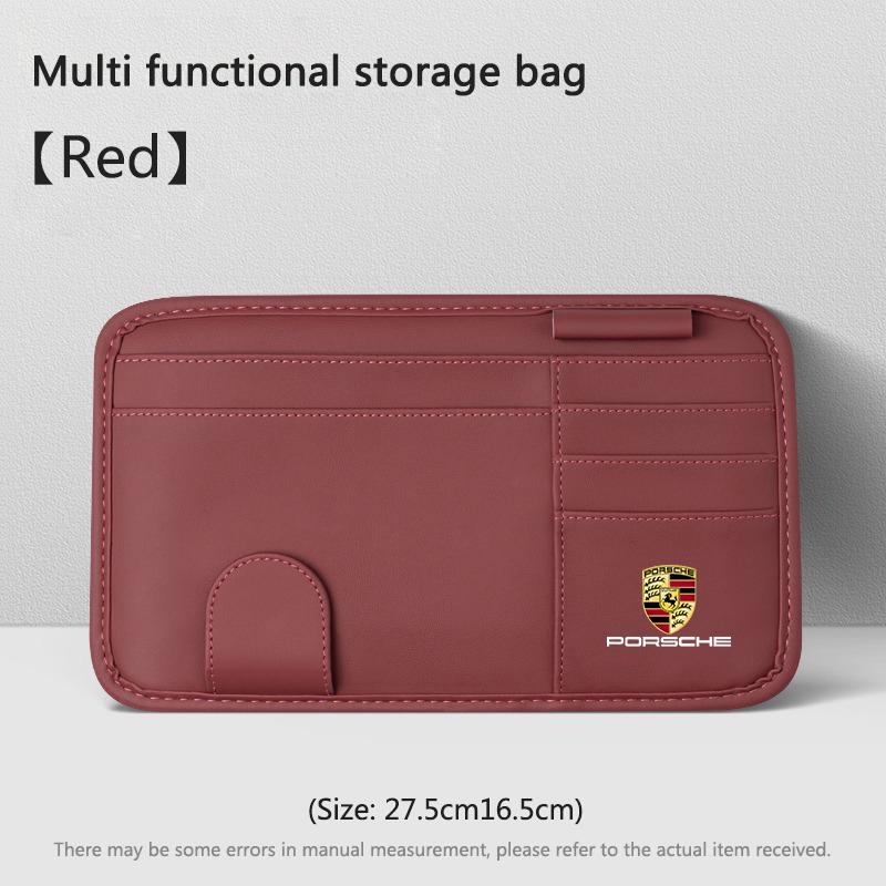 AEKUQ1 1PC Car Sun Visor Multi-function Eyeglasses Clips Card Storage Bag For Porsche Cayenne Panamera Macan 911 718 918 Taycan Boxster