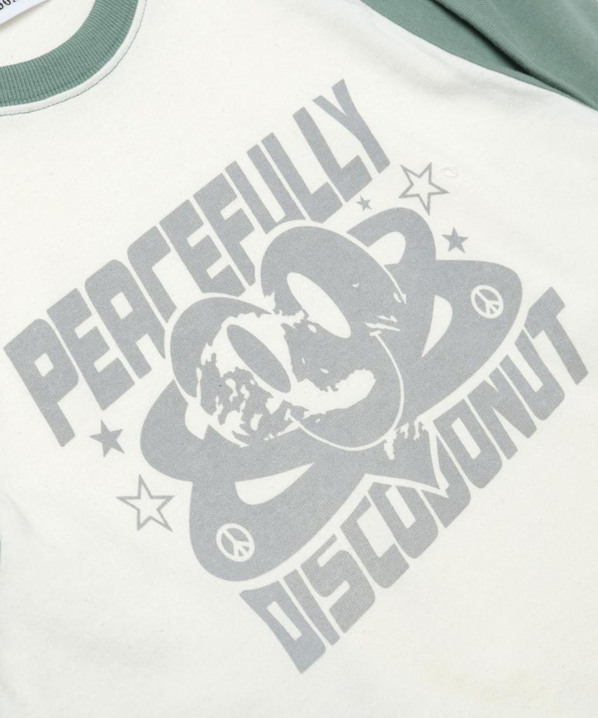 DISCO DONUT Open Armhole Heart Raglan T-Shirt_Green/Ivory
