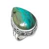 Кольцо из серебра 925 пробы с драгоценным камнем хризоколла, размер 7, V8u25