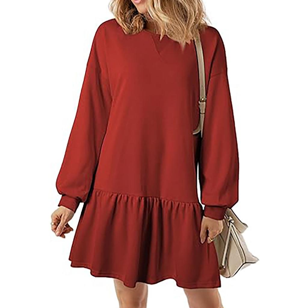 Женский свитер с длинным рукавом, топ, трикотажная резинка, лоскутное платье-свитшот, повседневные платья