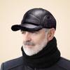Keep Warm Winter Hats Leather Baseball Cap Outdoor Windproof Soft Plush Warm Visors Hat Ear Protection Skiing Hat