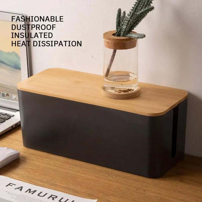 1 шт., коробка для хранения проводов, плата штепсельной вилки, проводные коробки, розетка для кабеля передачи данных, распределительная коробка, пластиковая коробка для хранения с бамбуком