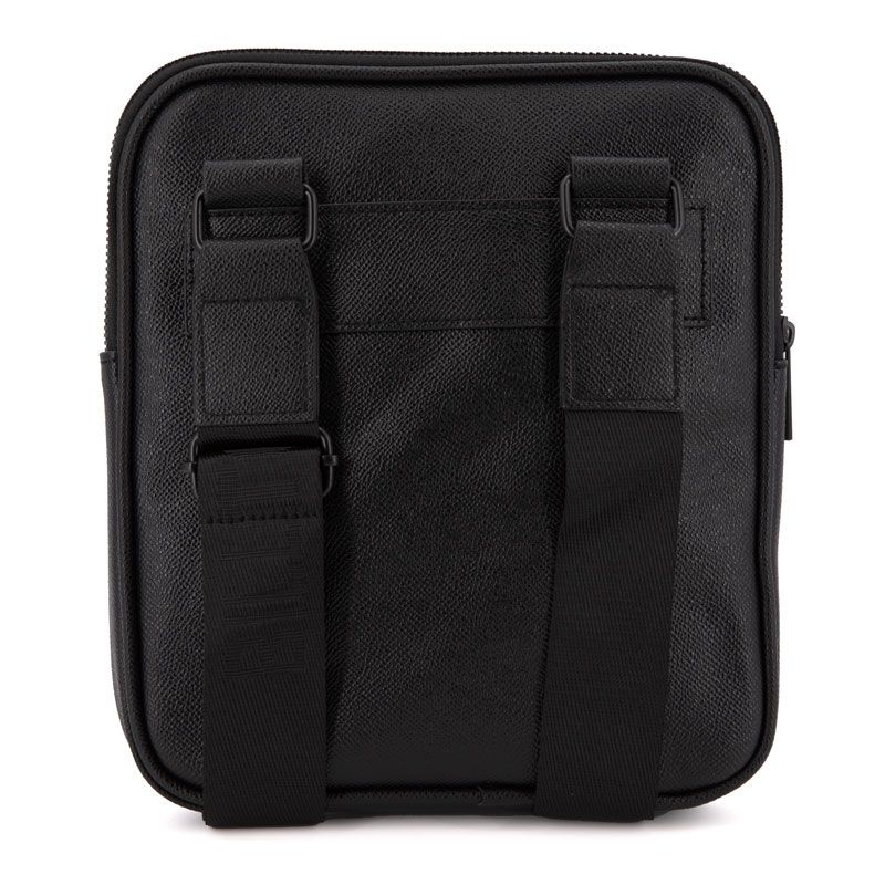 Textured Faux Leather Satchel with Red Wolf Embroidery Safiano 22x25x2cm Men BILL TORNADE