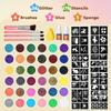 Glitter Tattoo Set, Bledras 36 Colors Kids Tattoo Set, 178 Stencils, 5 Brushes, 2 Glue, Flash Tattoo Kit for Girls, Boys and Adults, Carnival
