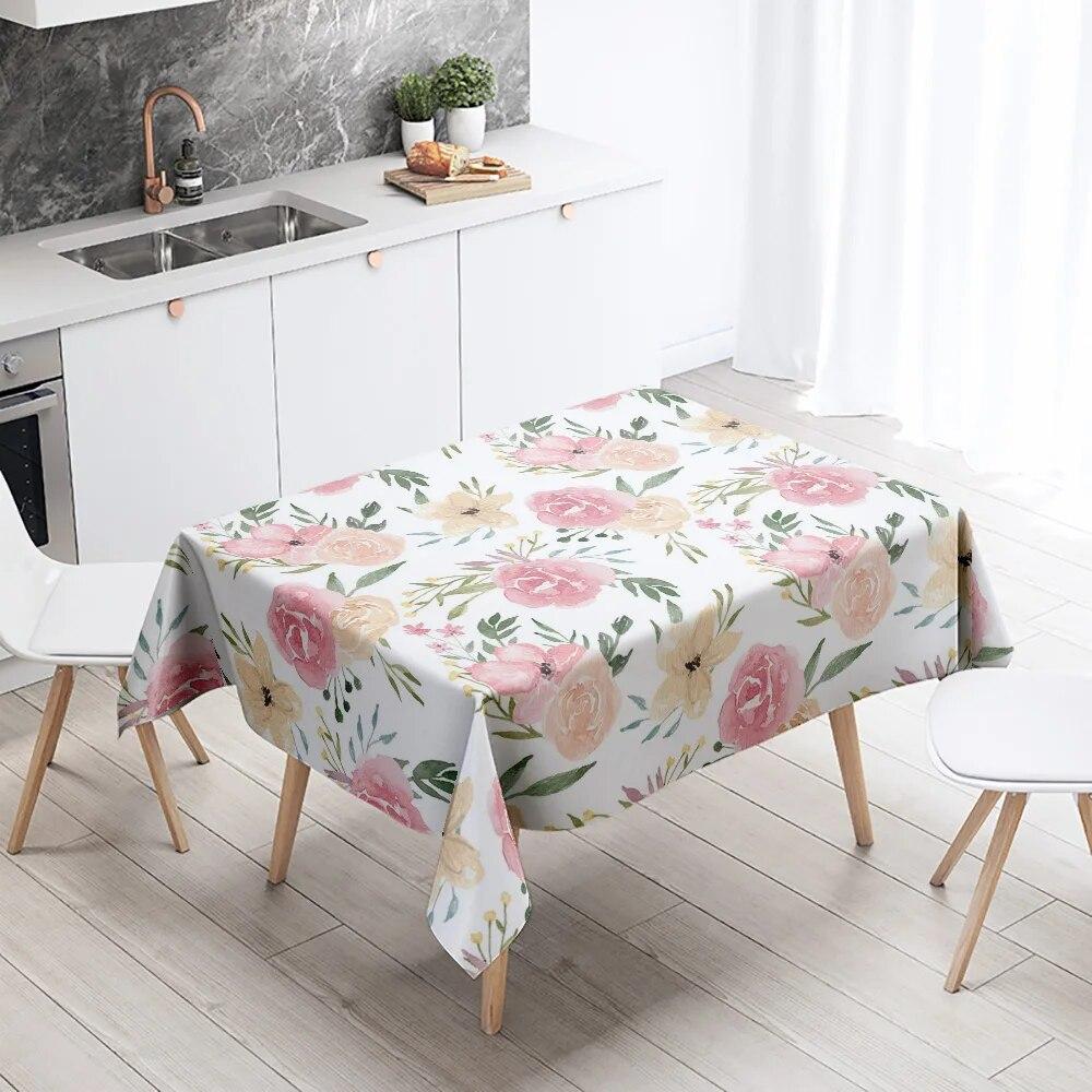 Скатерть с цветочным рисунком, домашний декор, устойчивая к пятнам, водонепроницаемая скатерть, украшение для стола, прямоугольные кухонные столешницы для камина