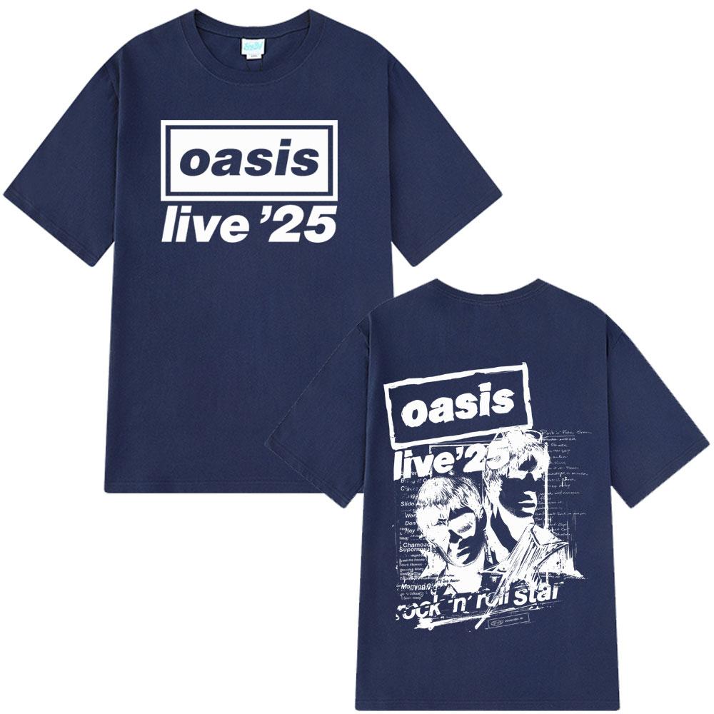 2025 Summer OASIS Live Tour Vintage T-shirt Men Woman 100% Pure Cotton Printed T-shirt Loose Breathable T Shirts Fans Gift Y2k