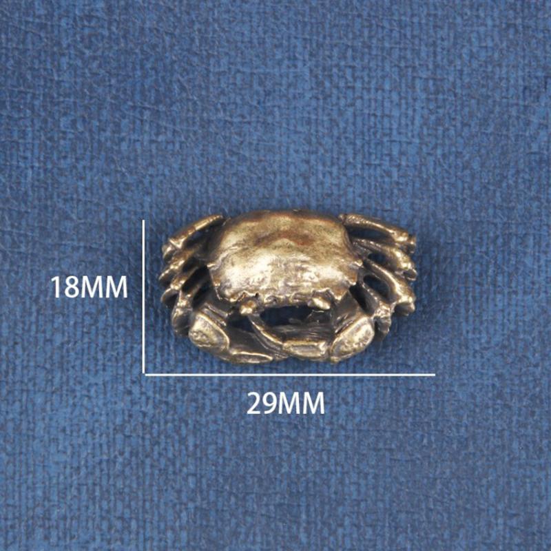 Антикварная медная мини-статуэтка краба, украшение для чайного питомца, чистая латунь, миниатюрная фигурка животного, винтажные аксессуары для украшения дома