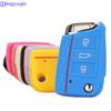 Jingyuqin 3 Button Silicone Key Fob Cover Case For VW Polo 2016 Golf 7 MK7 For Skoda Octavia Combi A7 For SEAT Leon Ibiza CUPTRA