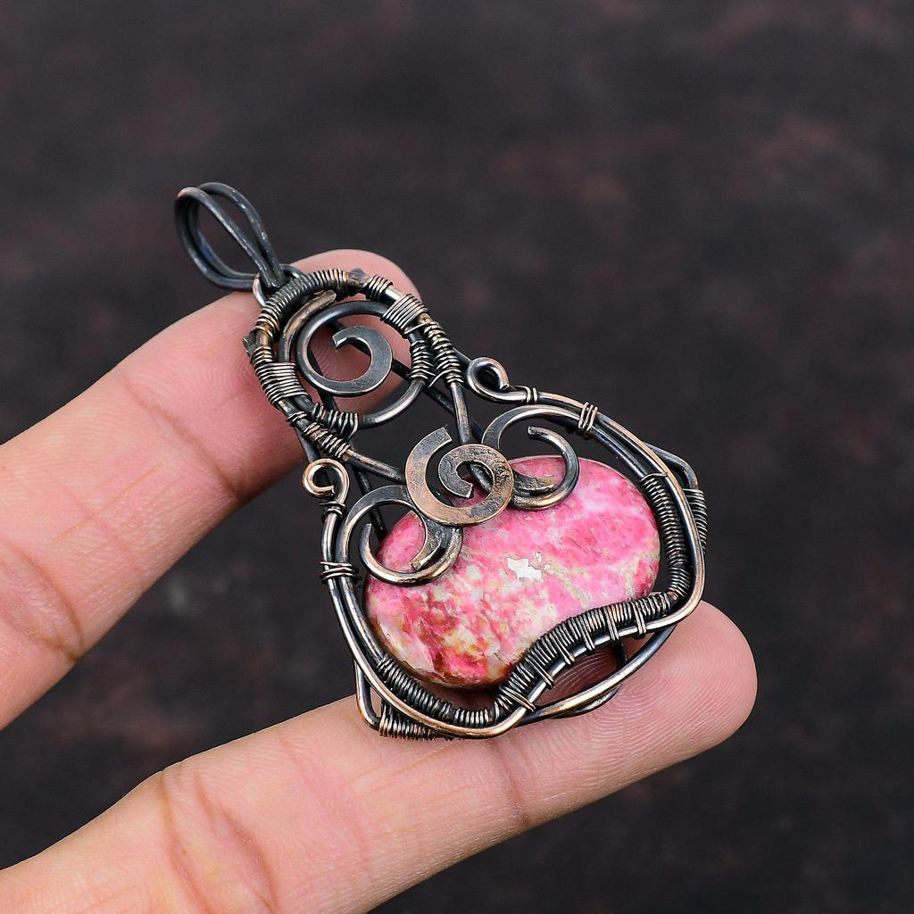 Подвеска из драгоценного камня Тулит Ювелирные изделия из медной проволоки Кулон ручной работы Медный кулон Ювелирные изделия из Тулита Изящный кулон из проволоки Свадебные подарки