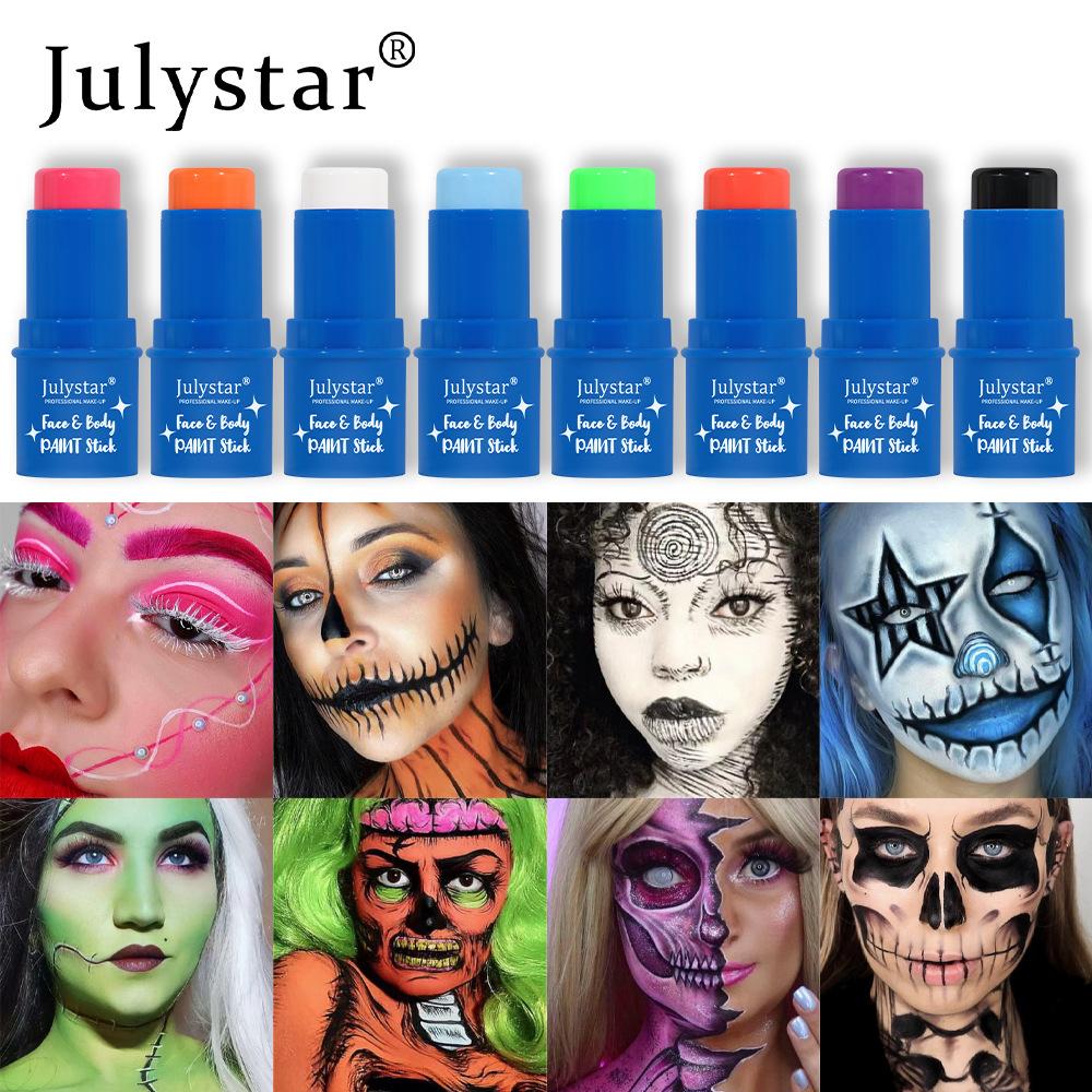 Julystar Halloween Body Painting Cream Facial Water-Soluble Fluorescent Face Stage Painting Stick
