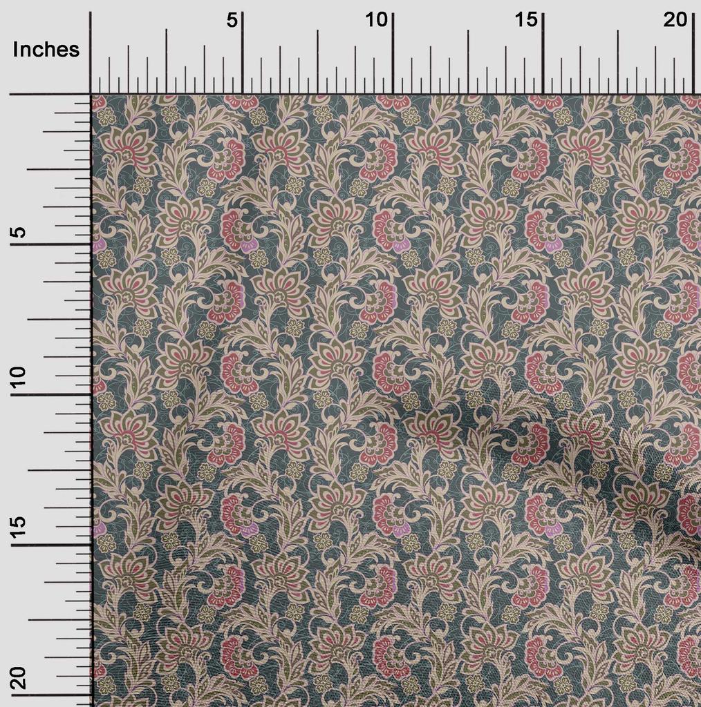oneOone Cotton Flex Light Beige Fabric Floral Diy Clothing Quilting Fabric Print Fabric By Yard 40 Inch