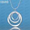 925 Sterling Silver Three Ring Circular Pendant Necklace Fashionable Wedding Jewelry