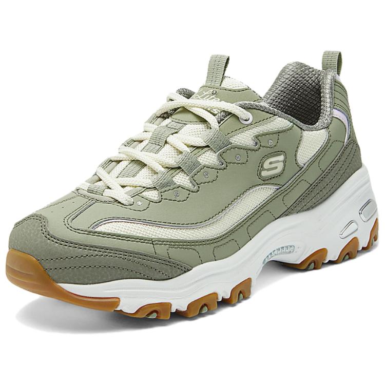 Skechers DLites 1.0 Ретро Классика Легкие Удобные Универсальные Прочные Дышащие Низкие Беговые Кроссовки Женские кроссовки Зеленый Белый 150241-GRMT