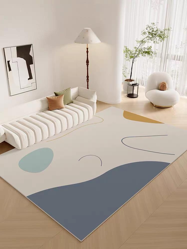 Simple Geometric Crystal Velvet Carpet Non-Slip and Dirt Resistant Sofa Coffee Table Mat Large Area Living Room Carpet