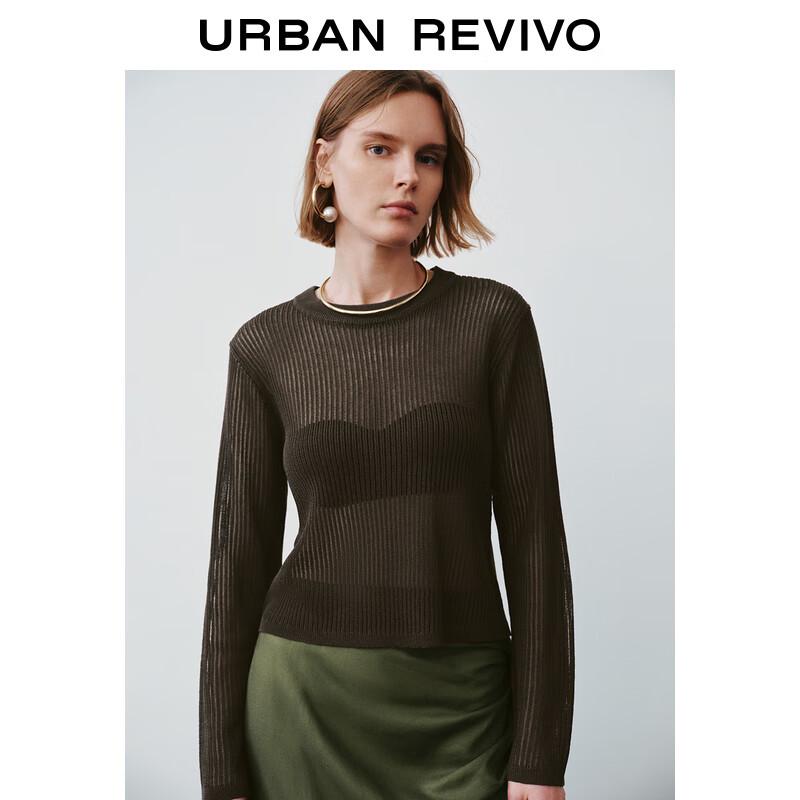 UR Women's Sheer Hollow-Out Knit Round Neck Top