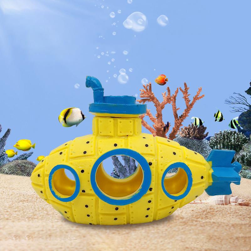 Декорация для ландшафтного дизайна аквариума, украшения в виде подводной лодки, украшение для аквариума, полимерные украшения, пещера для размножения, укрытие для рыб и креветок