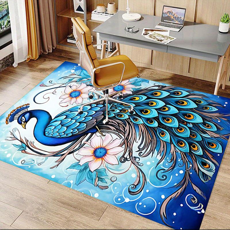 1PC Peacock Flowers Extra Large Non Slip Floor carpet, Office, family, Studio Large Area Rug Indoor Rugs, Bold Statement Piece